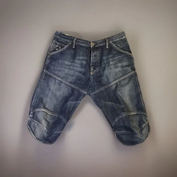 Vintage G Star Custom Capri Biker Jean Shorts Size 36 - Picture 2 of 8